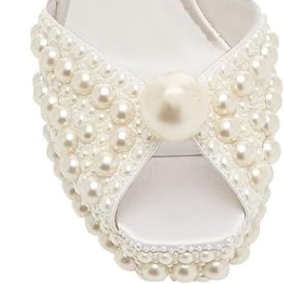 Goolita White Pearl Embellished Open Toe Heels - Picture 5 of 17